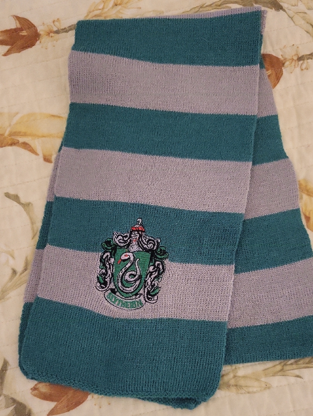 Striped Green and Gray Knit Women's Sweater Scarf